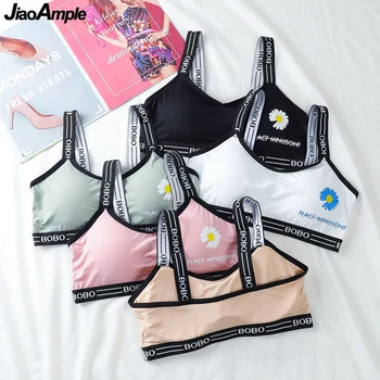 

Girls Fashion Daisy Vest Bra Women Korean Push Up with Pad Letter Underwear 2020 Cozy Breathable Seamless Beauty Back Bras