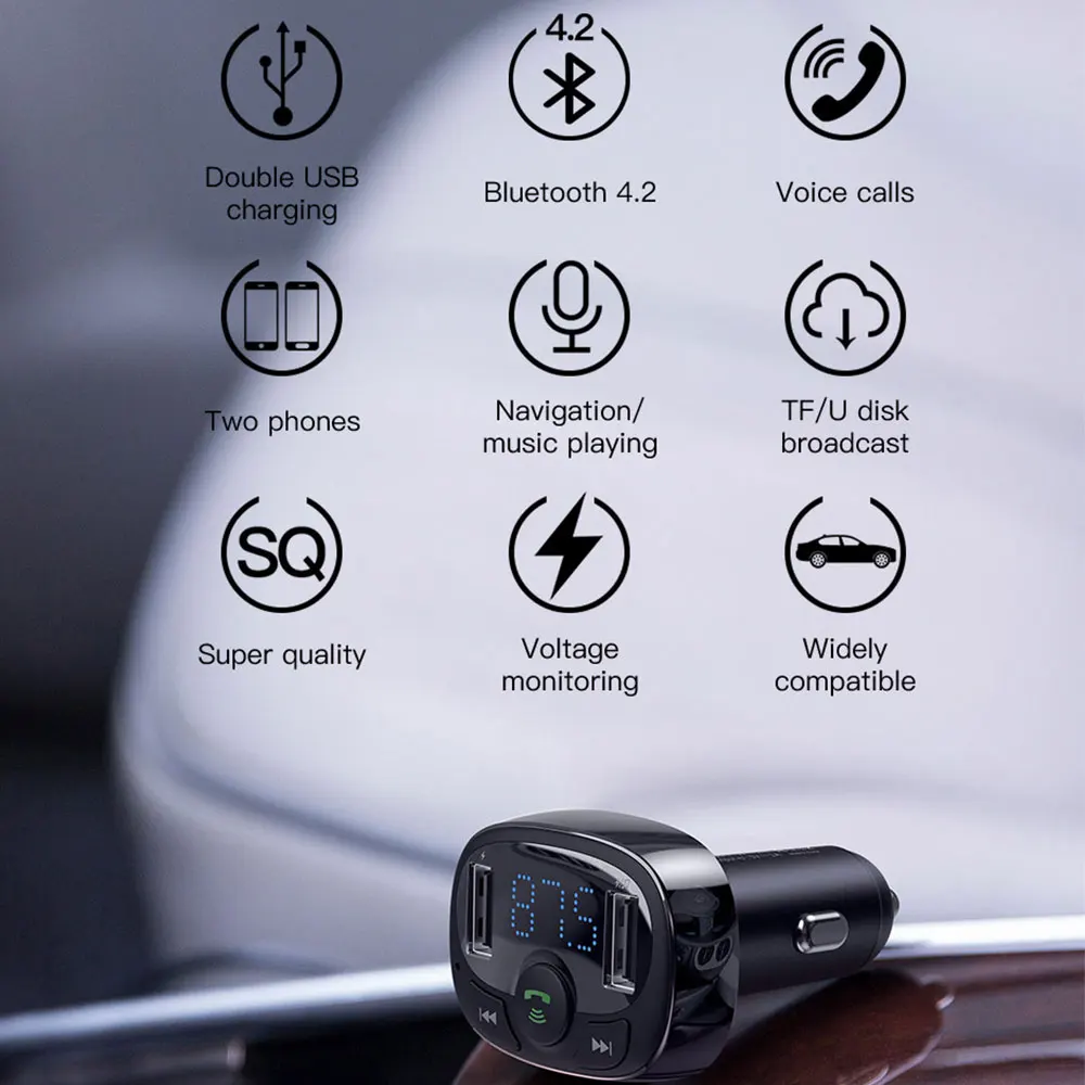 Baseus fm-передатчик модулятор Bluetooth Handsfree автомобильный комплект аудио MP3 музыкальный плеер с 3.4A двойное автомобильное usb-устройство для зарядки телефона