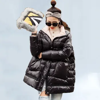 

2019 Winter Long Duck Down Jackets Women Thick Warm Oversize Coat Fashion Loose Standing Collar Winter Down Coat Women Tide104