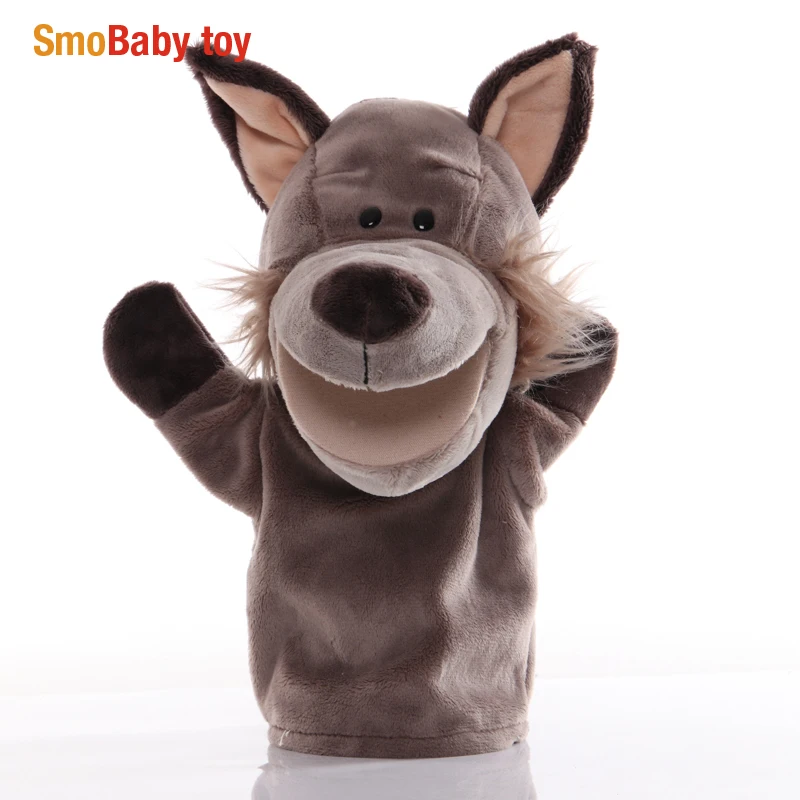 

25cm Animal Hand Puppet Wolf Plush Toys Baby Educational Hand Puppets Cartoon Pretend Telling Story Doll Toy for Children Kids