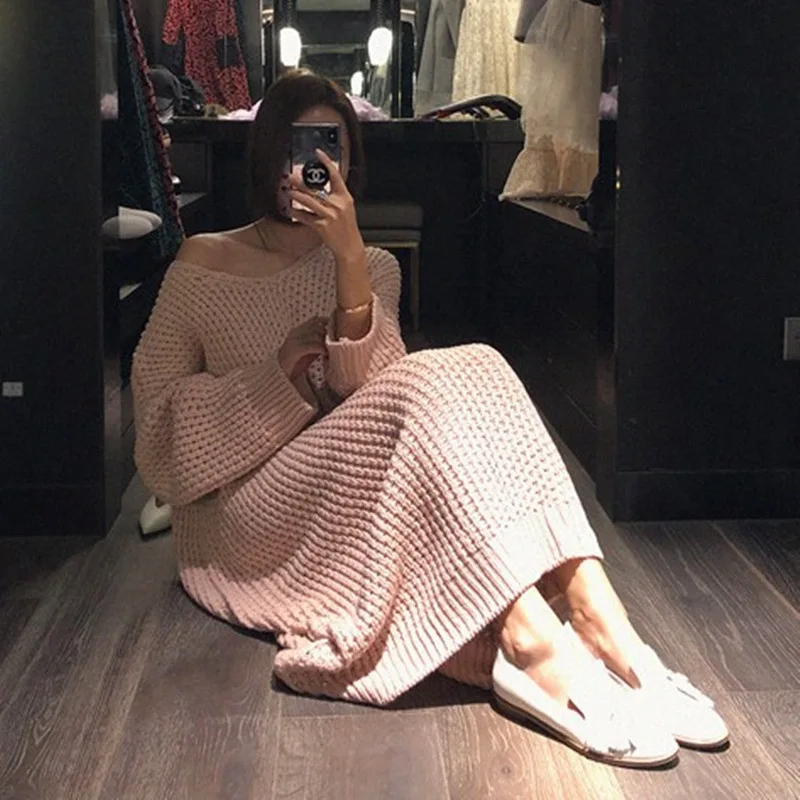 LANMREM Apricot V-neck Long-sleeved Openwork Knit