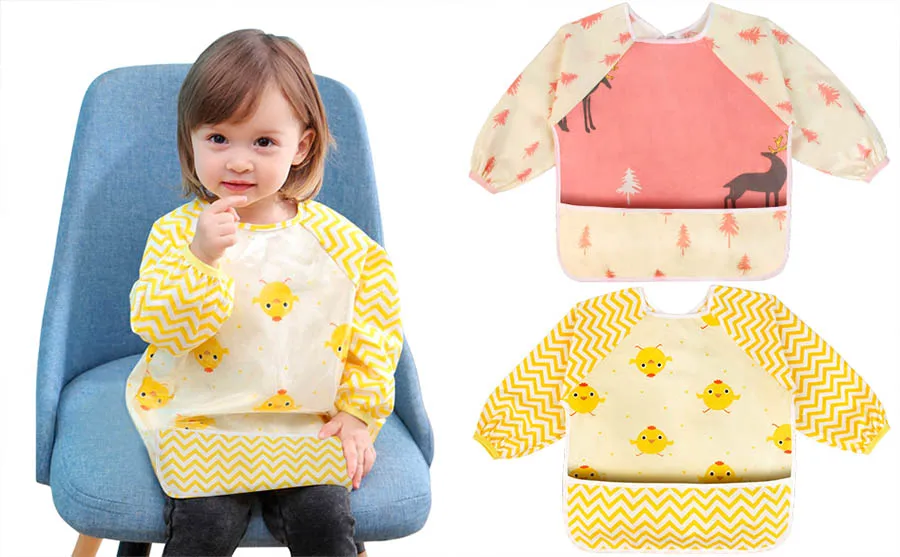 baby food bib with sleeves