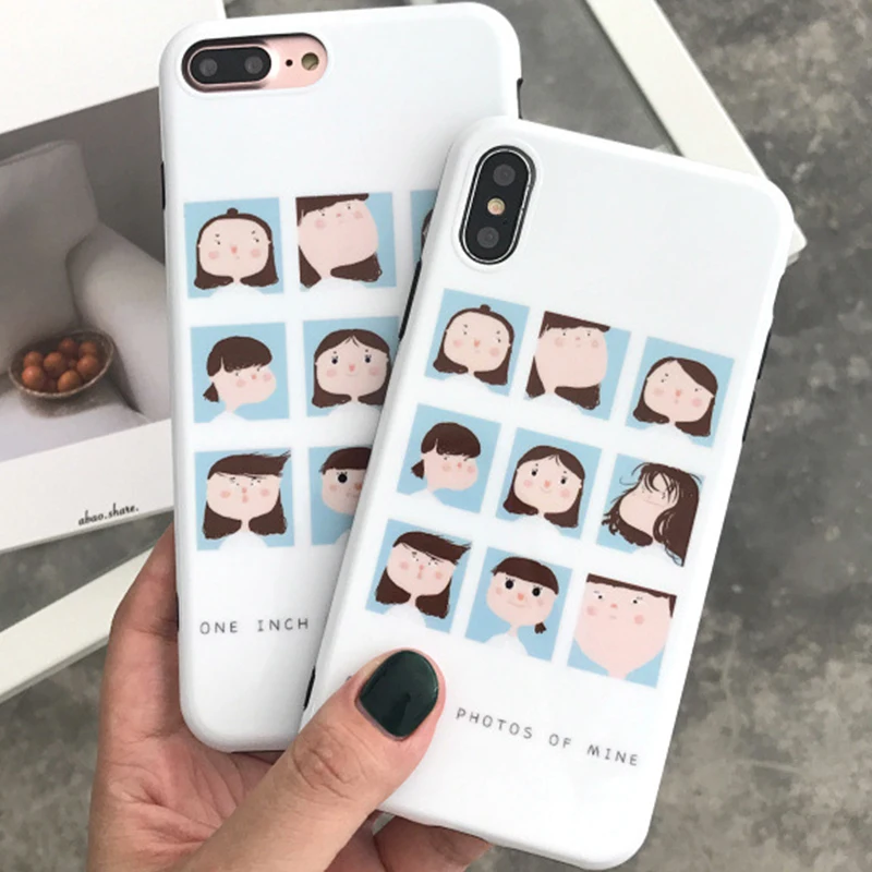 Простой мультфильм девушка шаблон чехол для телефона iPhone 6 6s 7 8 Plus X Xs XR Max ТПУ