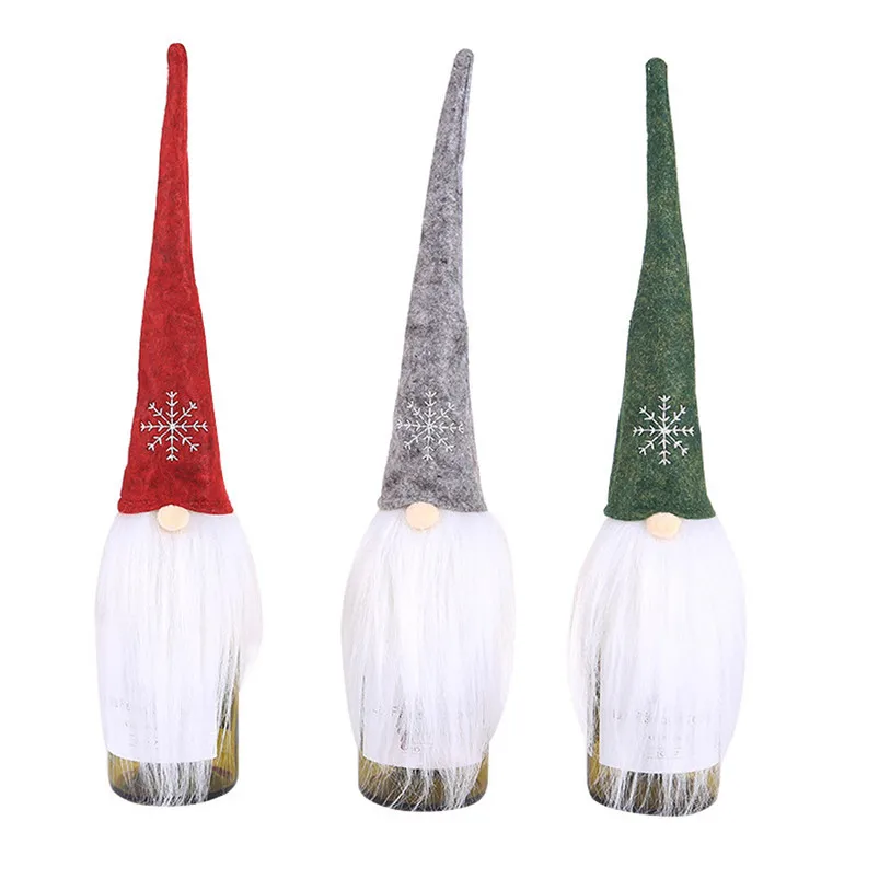 Christmas Champagne Bottle Cover Dress Up Decoration Christmas Decorations For Home Faceless Doll New Year Gift Navidad 40AUG264