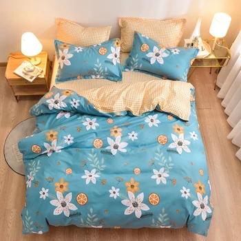 

Simple printing Double sided Bedding Set Duvet Cover Pillow Case Bed Sheet Bedding Linens Set King Queen Twin size edredon