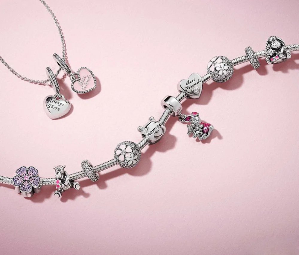 

925 Silver Styline Best Friends Thought Heart Charm Porco Handling Primula Pavilion Blood Granules Diy All Pulses Of Amizade