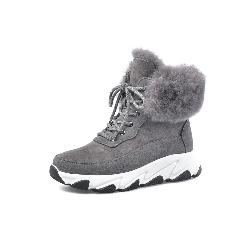 MORAZORA/ г., Новое поступление, зимние ботинки женская обувь высокого качества на плоской платформе со шнуровкой теплые женские ботильоны на толстом меху