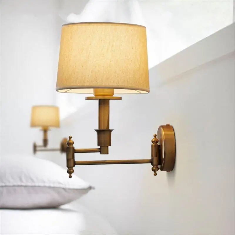 

European Creative Wall Lamps Vintage Fabric Bedroom Dining Room Wall Lamp Living Room Decoration Wall Sconce Lamp Vanity Light