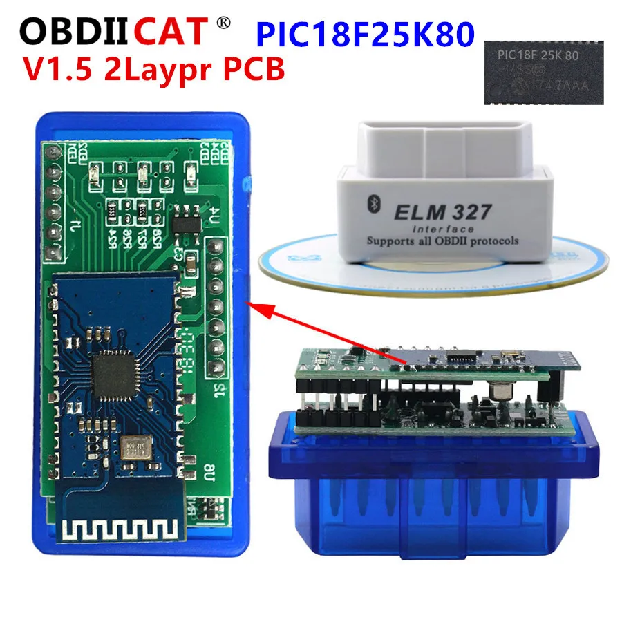 Hot PIC18F25K80 Chip Super OBD2 ELM327 V2.1 BT FWV1.5 Hardware Works Android ELM 327 Bluetooth | Автомобили и мотоциклы