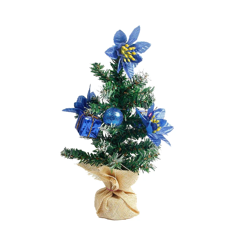 20 см DIY украшение Рождественская елка Новогоднее украшение стола мини Рождественская елка украшения миниатюрная елка искусственная столешница - Цвет: 25.5CM blue