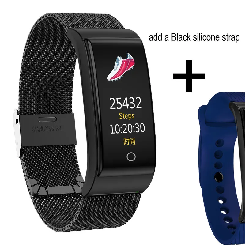 Смарт-часы, мужские часы, умные часы для женщин, кровяное давление, водонепроницаемые фитнес-часы, пульсометр, спортивные часы для Android IOS - Color: BS add blue silican
