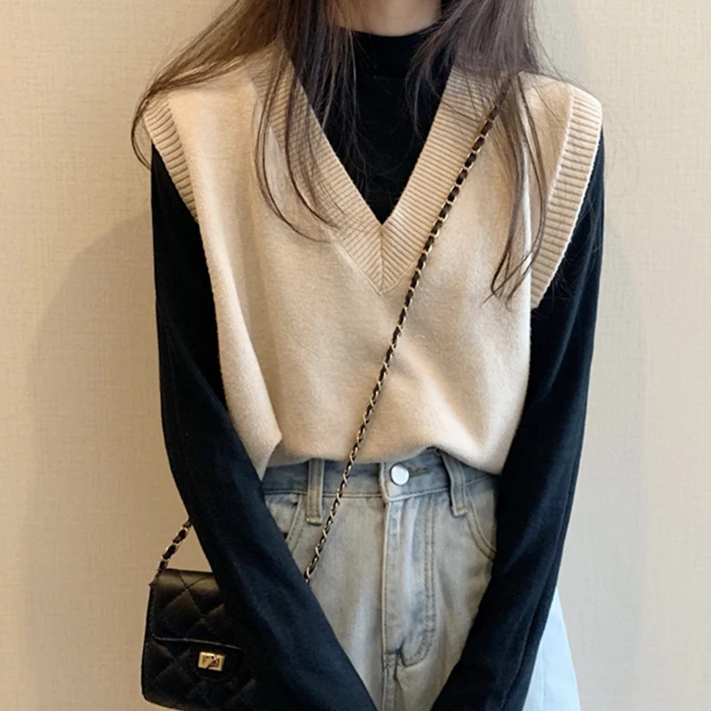 Новинка весна-осень Женский вязаный жилет FMFSSOM без рукавов однотонный