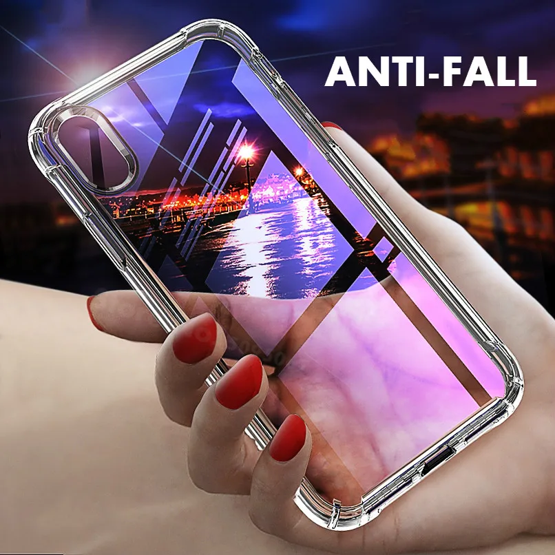 Мягкий чехол с защитой от падения для iPhone XR X XS MAX 6 6S 8 7 Plus 360 градусов прозрачный