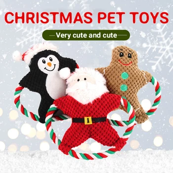 

Pet Plush Toy Dog Vocal Cartoon Cotton Rope Christmas Toy Molar Bite Venting Toy Professional Fashion Portable Training Toy