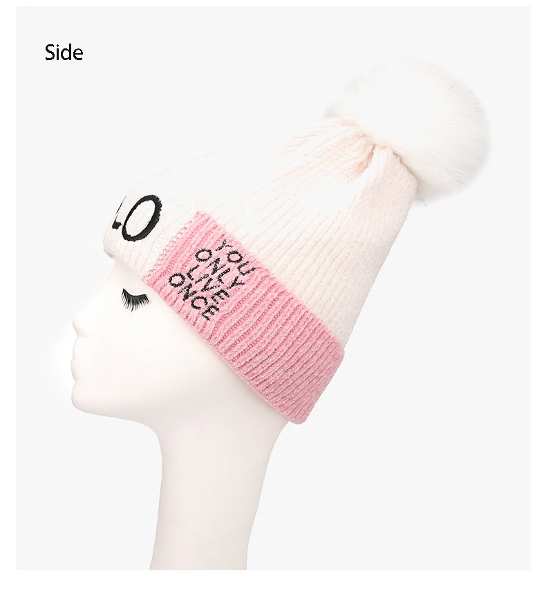 Женская зимняя шапка с помпоном Skullies Beanies для девочек вязаная шапка теплые шапки