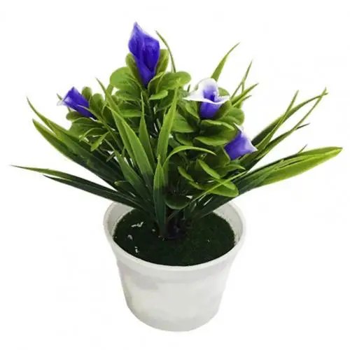 80%HOTPlastic Artificial Bonsai Artificial Plants Fake Potted Flowers Home Office Garden Party Decoration Wedding Christmas DIY Purple