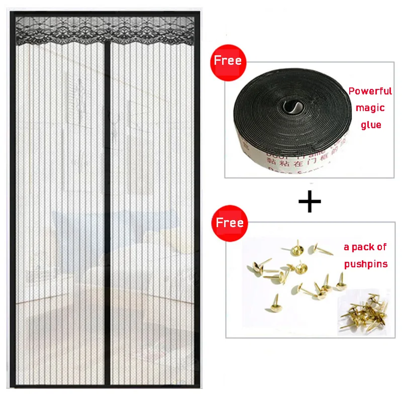

Cortinas de tul de puerta antimosquitos para dormitorio de verano malla magnética de malla impresa suave cortina de cierre automático de pantalla de ventana
