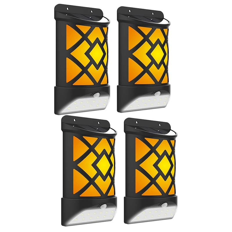 

4Pac Solar Flame Wall Light 12 Led Motion Sensor Light Outdoor Waterproof Solar Flame Lamp For Garden Pathway Patio