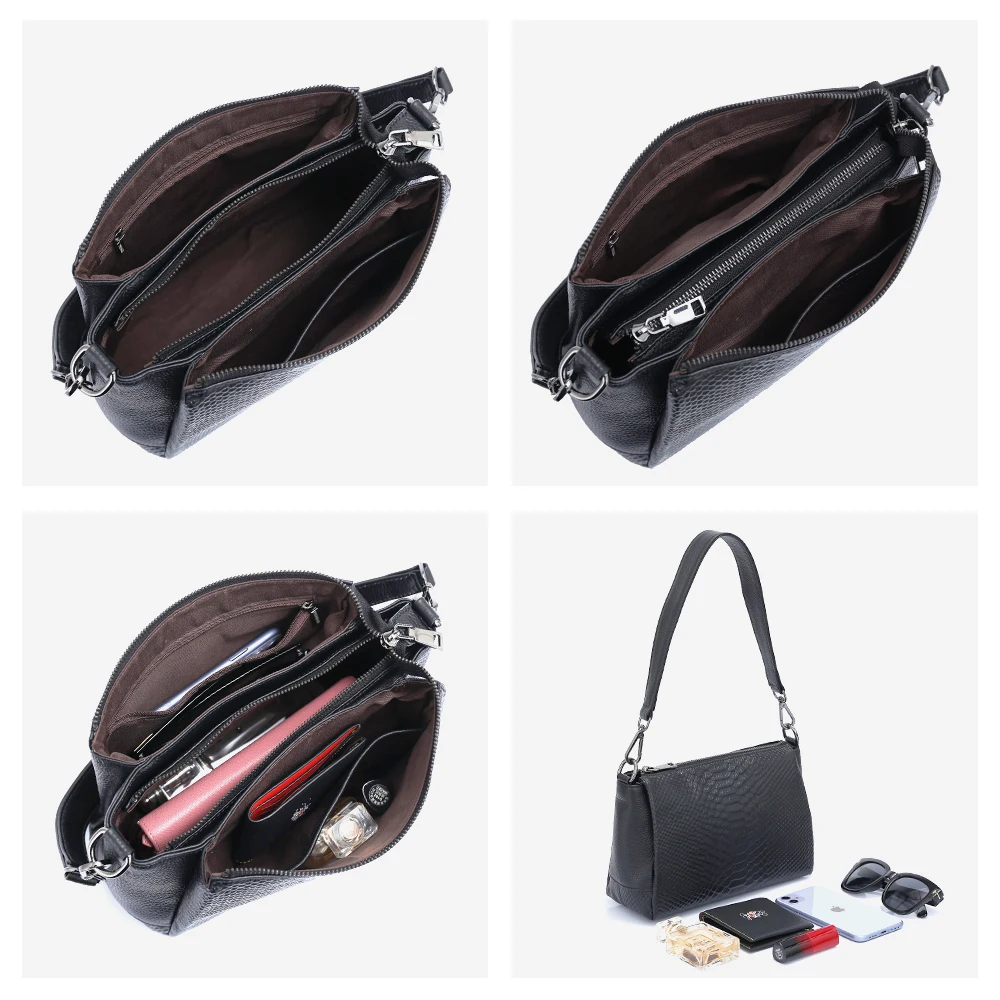 حقيبة كتف نسائية من الجلد الطبيعي، تتميز بتصميمها...