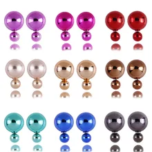 2019 חדש אופנה UV מצופה צבע פנינת הרבעה אוזן טבעת קטן גדול פניני עגילים לנשים מתנה(China)