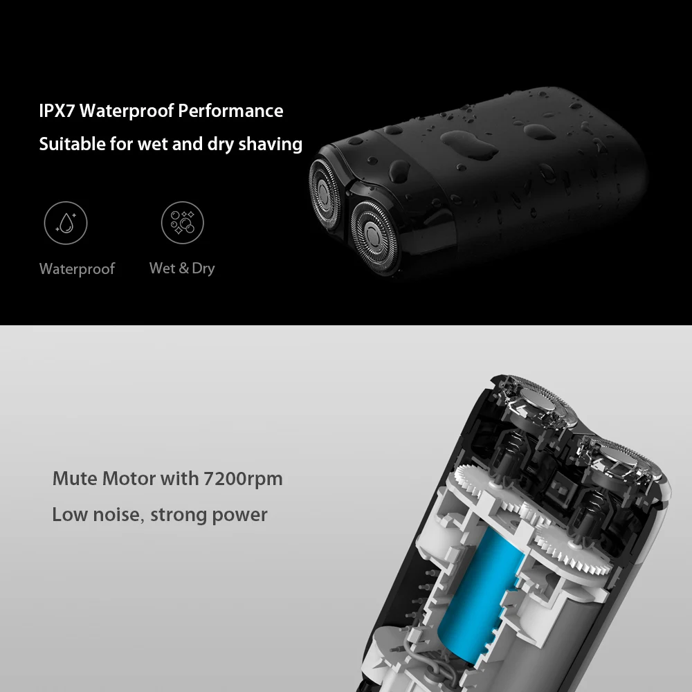 Xiaomi Mijia электробритва 2 плавающая головка Водонепроницаемая влажная сухая бритва с двойным кольцом USB Перезаряжаемый для бритья машина для мужчин