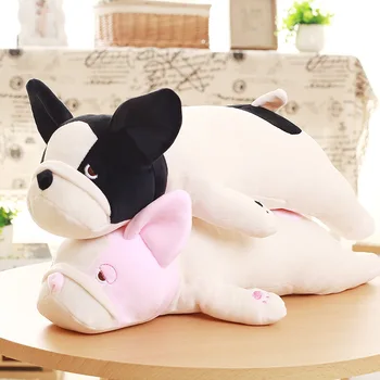 

[Funny] Cute 50cm~85cm Lying down French bulldog plush toy doll model soft cotton stuffed dog hold pillow baby/kids/girl gift
