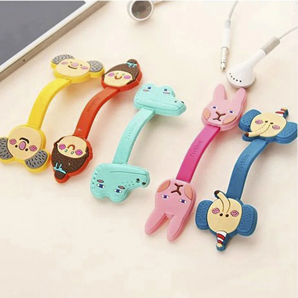 

3PCS/Pack Cute Cartoon Earphone Winder Cable Cords Organizer Holder Phone Cable Holder