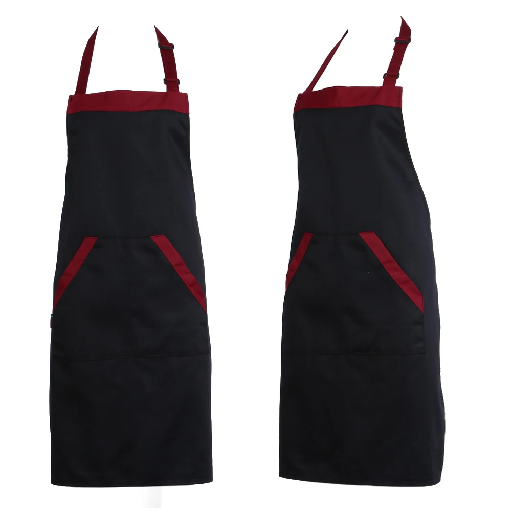 Pechera para cocina a rayas para hombre y mujer, delantal de barbacoa para hornear, impermeable, Chef, camarero, cafetería, tienda, con dos bolsillos