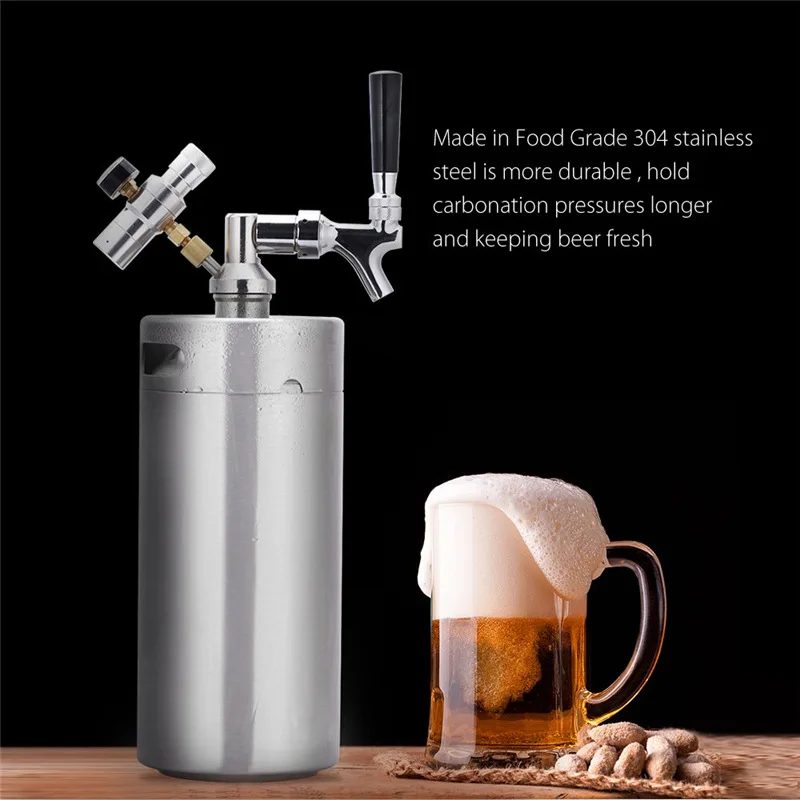 2l/3.6l/5l/8l Stainless Steel Mini Keg Beer Keg Pressurized Growler