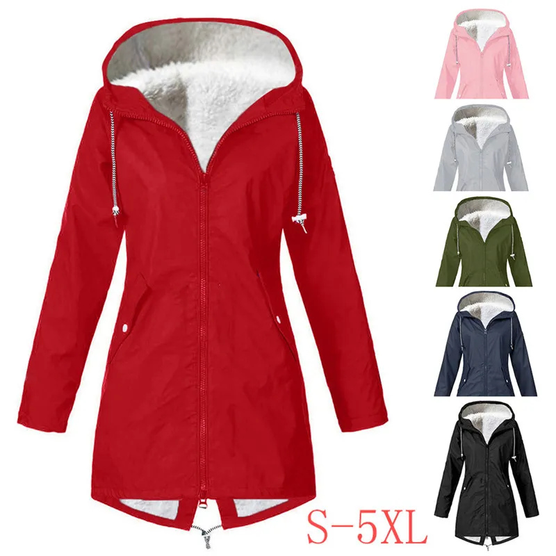 Красное зимнее женское пальто на молнии, однотонное, простое, теплое, Kawaii, повседневное, Женское пальто, корейская модная одежда, женский плащ, ветрозащитный, O24