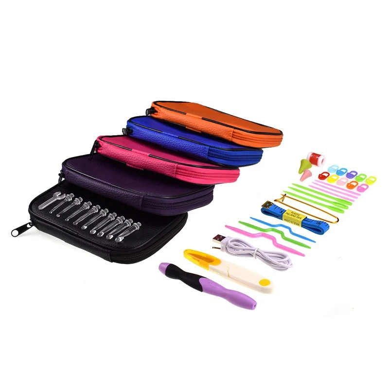 Крючок для вязания крючком, светильник, пластиковый Usb Led Ligh Up ручка, вязальная игла, переплетенный инструмент для ремесленного пошива с ножницами
