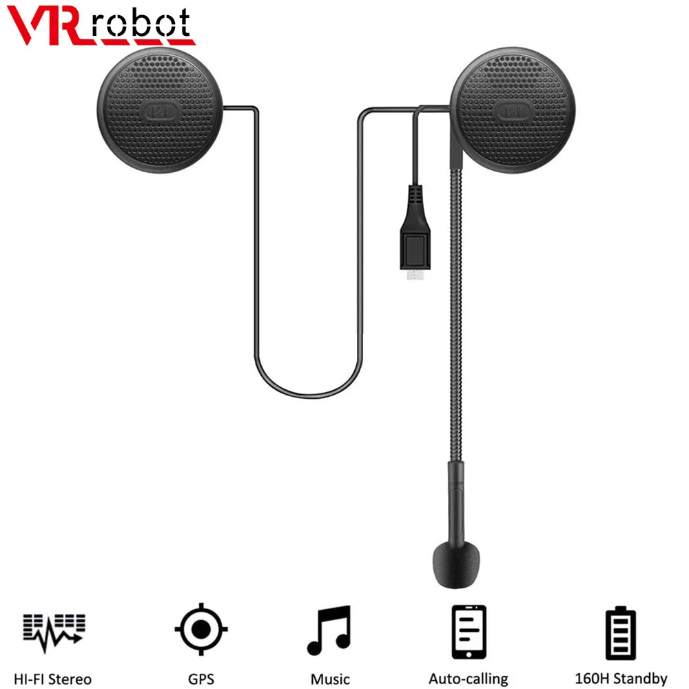 Vr Robot Ultrathin Motorcycle Bluetooth Helmet Headset Wireless Handsfree Earphone Stereo Music