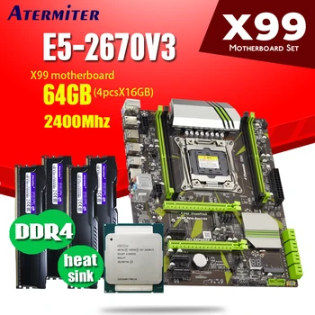 

atermiter X99 motherboard CPU processor heat sink RAM set with intel Xeon E5 2670 V3 4pcs * 16GB = 64GB 2400MHz DDR4 memory PC4