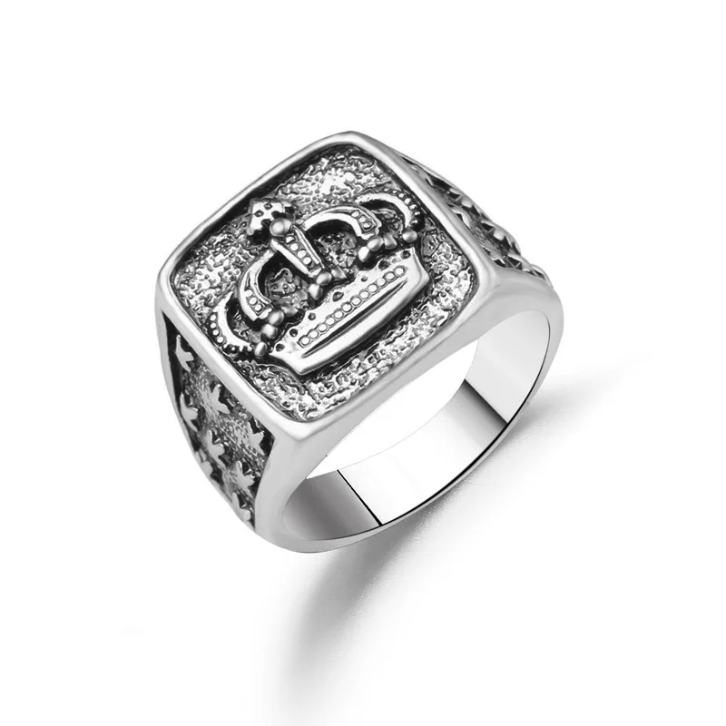 Винтажное кольцо с короной для мужчин в стиле хип-хоп, серебряные мужские кольца, подарок, модное индивидуальное кольцо с печаткой, вечерние ювелирные изделия, аксессуары