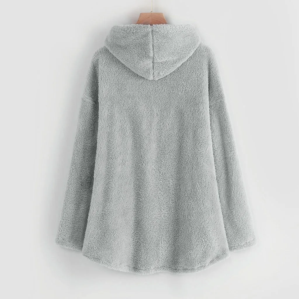 Ropa mujer толстовки женские флисовые с вышивкой кота размера плюс теплая толстовка с пуговицами bluza damsk moletom feminino