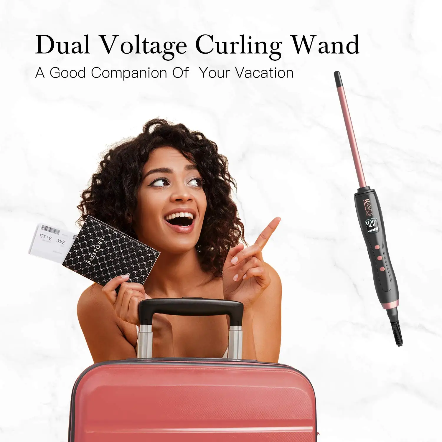 KIPOZI Thin Curling Wand 9mm Small Curling Iron for Short & Long Hair Ceramic Barrel Wand Beauty Hair Styles