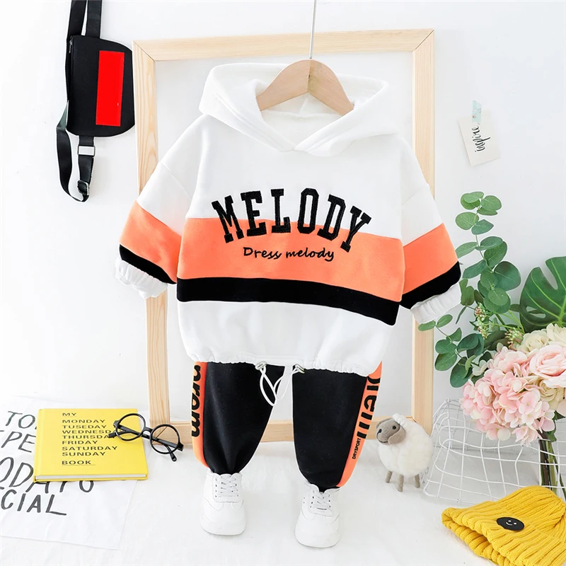 HYLKIDHUOSE Autumn Winter Baby Girls Boys Clothing Sets Toddler Infant Plush Warm Clothes Outfit Children Kids Hooded Tops Pants | Детская