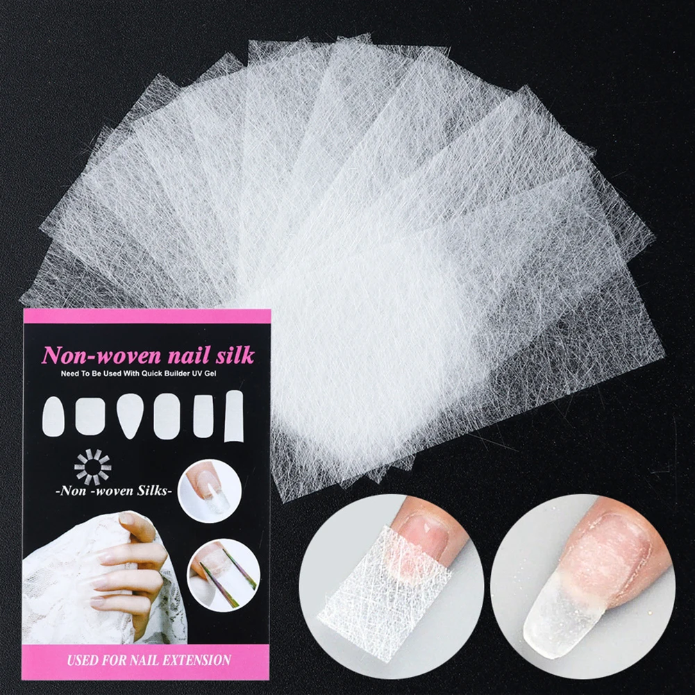 

10 Pcs DIY Silk Fiberglass Form Non-Woven Silks UV Gel Building Fiber Acrylic Manicure Accessory for Nail Extension