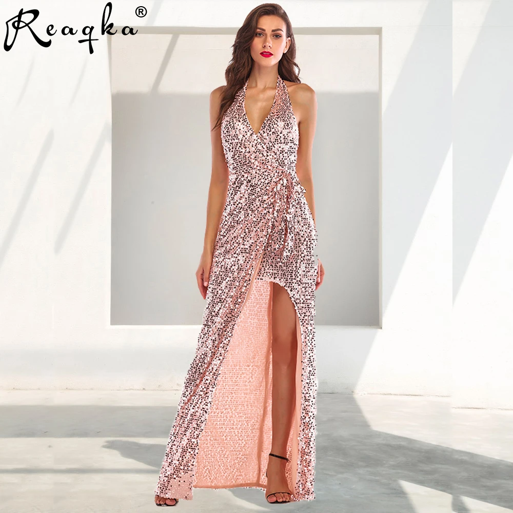 Женское летнее платье макси с блестками элегантное облегающее длинное лямкой на