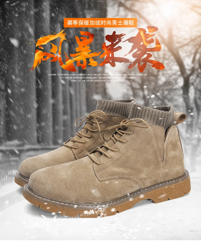 Luxury Brand Men Boots Winter With Fur Warm Snow Boots Men Ankle Boots Safety Shoes Men Footwear Fashion Botas Hombre