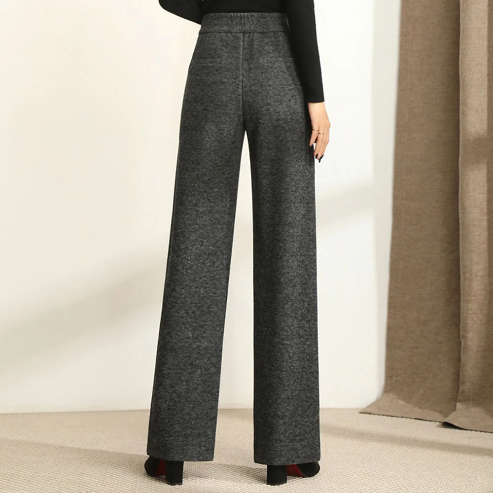Casual Pants Winter Thicken Women Loose Pants Wool Pants Female Autumn High Waist Loose Trousers Capris Soft Good Fabric dress pants