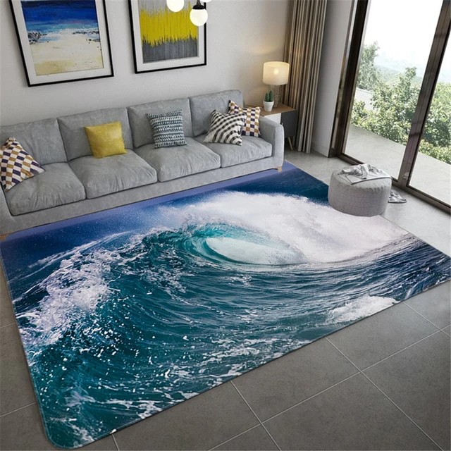 Alfombra de baño con impresión 3D, Felpudo de pasillo, antideslizante, absorbe  agua, alfombrilla de cocina, alfombra Ocean Landscape - AliExpress