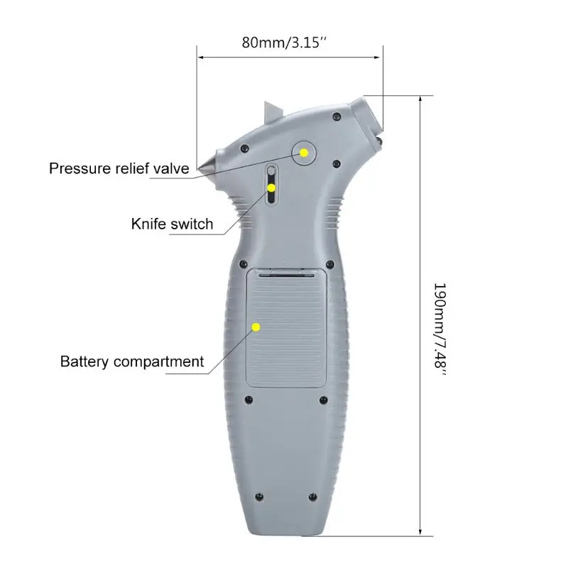 8in1 Digital LCD Car Tire Gauge Meter Portable Car Tire Tread Depth Safe Hammer Emergency Lighting Pressure Relief Valve