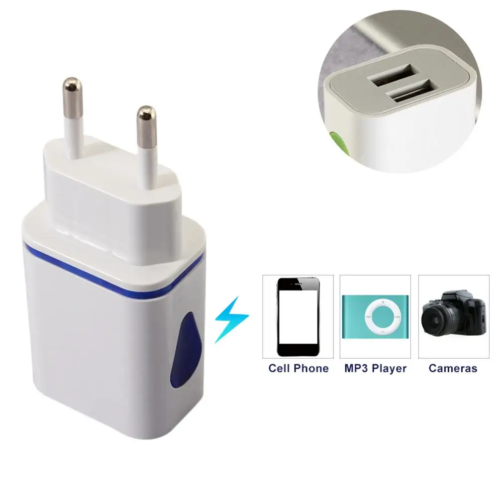 Универсальный телефон 2.1A 5 в светодиодный 2 USB зарядное устройство для дома и путешествий быстрое зарядное устройство адаптер для путешествий EU/US вилка USB зарядное устройство