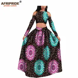 Мода 2018 г. afrcian вечернее платье для женщин топ и юбка 100% хлопок africane стиль femme костюмы bzain riche Макси A722614