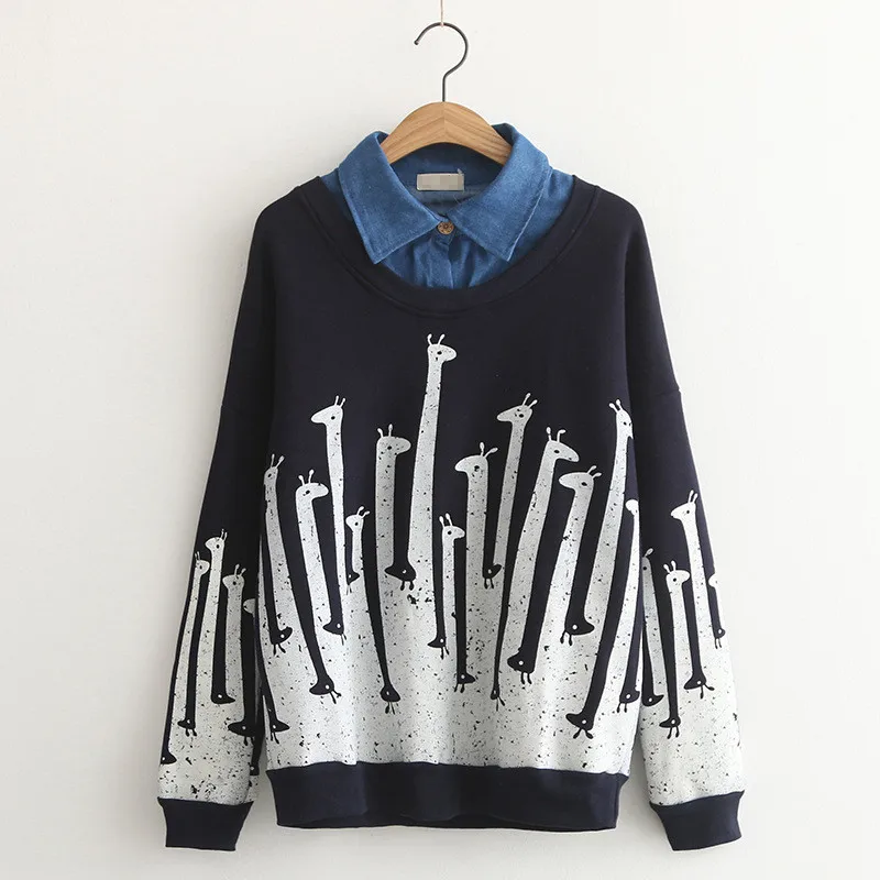 navy blue Детский свитер с капюшоном элегантная обувь в классическом стиле, милые куртки с воротником, с рисунками зверей из мультфильмов младшего школьного возраста для учеников, мальчиков и девочек плотная верхняя одежда, одежда - Цвет: navy blue