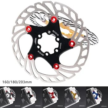 

PRO Bicycle Brake Disc 160/180/203mm MTB Road Mountain Bike Rotor 6x Screws DIY Optional Color Brake Plate