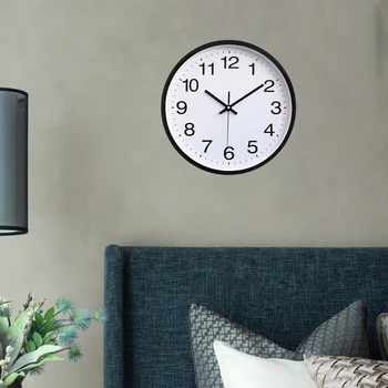 

12 Inch Wall Clock Decorative Plastic Round Quartz Clock Home without Battery
