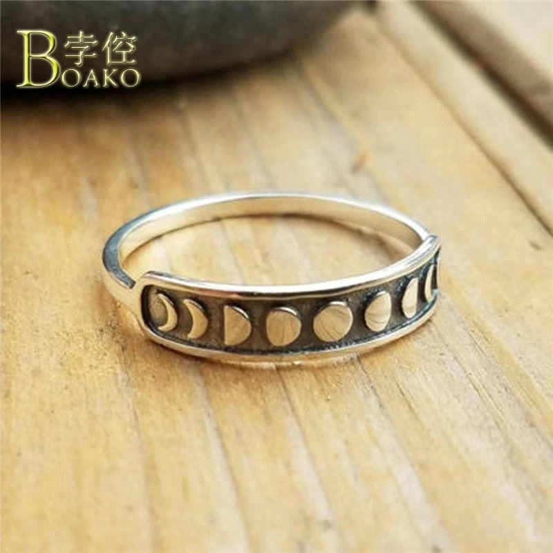 BOAKO Vintage Sun Rings For Women Engagement Ring Gold Relief Sun Moon Ring Eclipses Astrology Ring Men anillo femme Jewelry B5