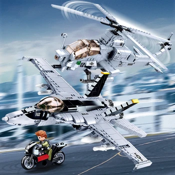 

Sluban Militaried Plane Building Blocks DIY Assembled Aircraft War Weapon Model with Figures Educational Bricks Toys for Boys